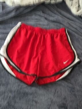 Nike Red Athletic Running Shorts with White Trim
